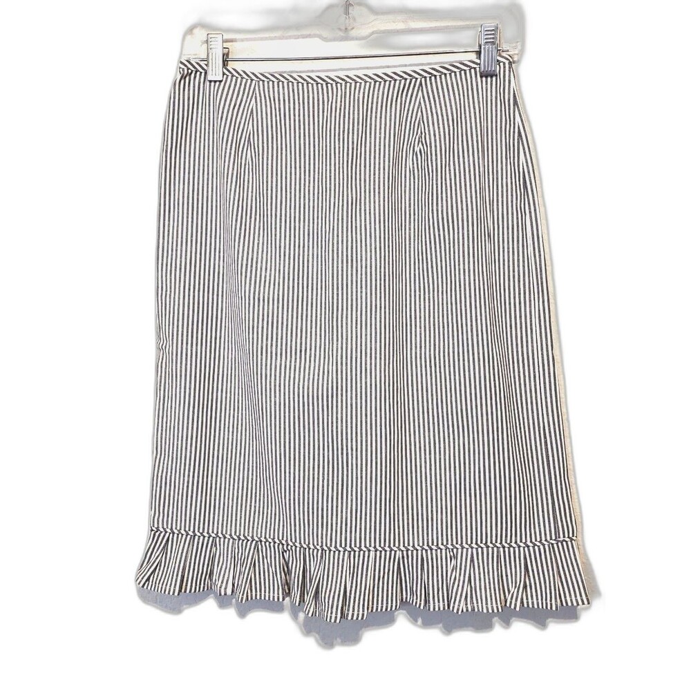 Willi Smith Striped Skirt With Ruffle Hem Black and White Womens Size 2